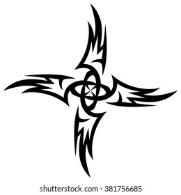 Tribal tattoo design  vector sketch art cross pattern. Simple logo. Designer isolated abstract element for arm, leg , shoulder men and women on white background.