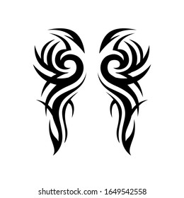 Tribal tattoo design, wings tattoo isolated design.