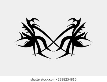 Tribal tattoo dragon head with a sharp edge