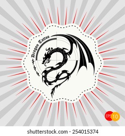 Tribal Tattoo Dragon , Retro style