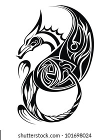 Tribal Tattoo Dragon Vector Illustration Stock Vector (Royalty Free ...