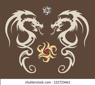 Tribal Tattoo Dragon Vector Illustration