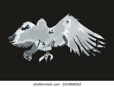 Tribal tattoo eagle graphic design vector art