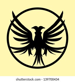 Tribal Tattoo Eagle Shield Vector Art