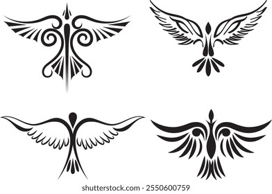 Tribal Tattoo Egal Wings Design Elemente Set Pack. Tribal Tattoo Design im Vektorformat.