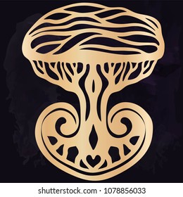 Tribal tattoo with the ethnic tree. Authentic artwork with a symbol of the totem. Stock Vector Graphics clipart 
