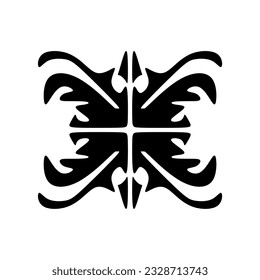Tribal tattoo from floral basic shape, unique batik element vector illustration in trendy style. Editable graphic resources for many purposes.