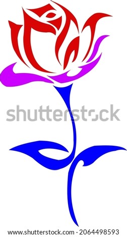 tribal tattoo flower vector, art design sketch, scroll and swirl stilysh flower tattoo stencil, celtic flower art style design pattern, with color.