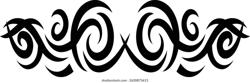 Tribal Tattoo Frame with Abstract Hawaiian Design. Vector Illustration Isolated on White Background.
