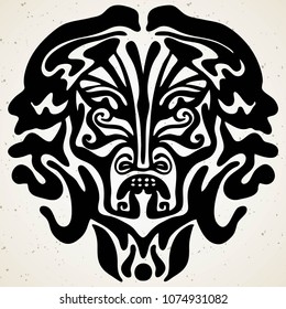 Tribal tattoo with the god mask. Authentic artwork with a symbol of the totem. Stock Vector Graphics clipart Tattoos like Maui