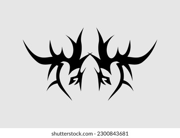 tribal tattoo motif dragon horn monster