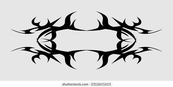 tribal tattoo motifs of symmetrical winged monsters