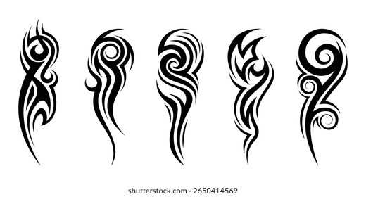 Tribal tattoo. Old school tattoo neo-tribal style. set vector icons. tribal tattoo isolated on white background. Vector illustration