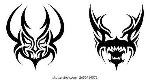 Tribal tattoo. Old school tattoo neo-tribal style. set vector icons. tribal tattoo isolated on white background. Vector illustration