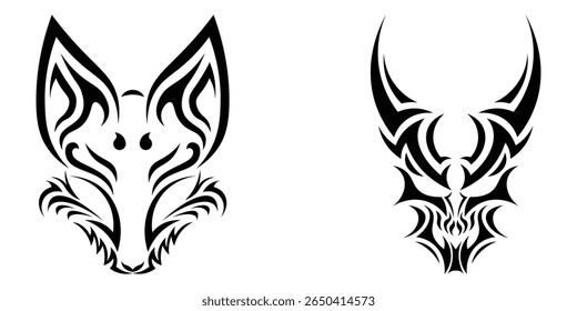 Tribal tattoo. Old school tattoo neo-tribal style. set vector icons. tribal tattoo isolated on white background. Vector illustration