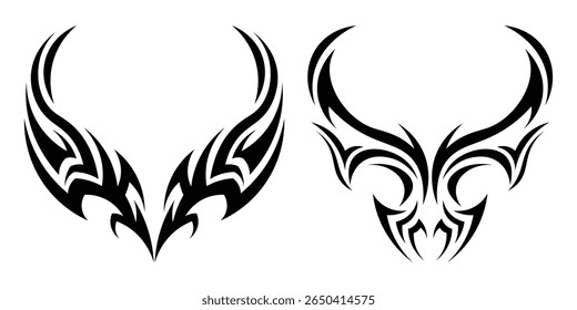 Tribal tattoo. Old school tattoo neo-tribal style. set vector icons. tribal tattoo isolated on white background. Vector illustration