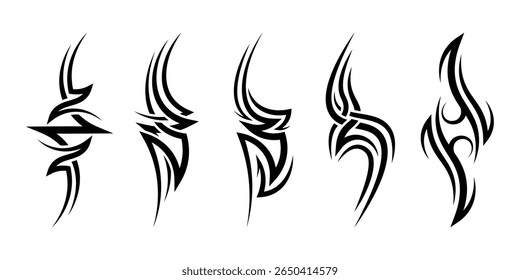 Tribal tattoo. Old school tattoo neo-tribal style. set vector icons. tribal tattoo isolated on white background. Vector illustration