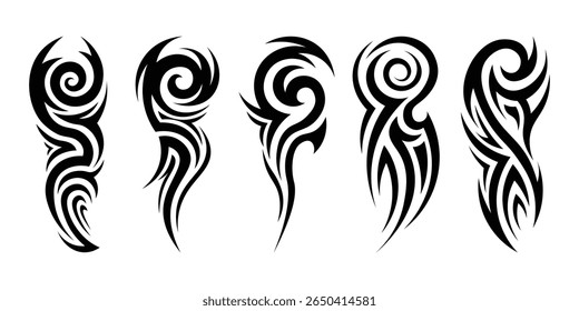 Tribal tattoo. Old school tattoo neo-tribal style. set vector icons. tribal tattoo isolated on white background. Vector illustration