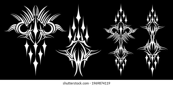 Tribal tattoo on black background.Vector illustration