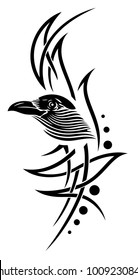 Tribal Tattoo Ornament with crow head.