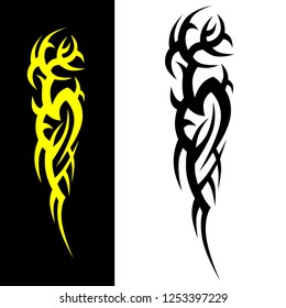tribal tattoo pattern sleeve design, vector isolated illustration, art deco element ornament