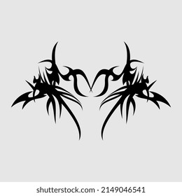 tribal tattoo pattern vector, lion, monster, spooky, sharp, symmetrical, black, metal, gothic, body decoration