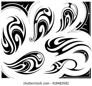 Tribal tattoo set in Maori descent style