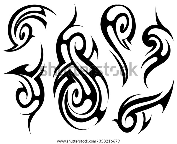 Tribal Tattoo Set Maori Descent Style Stock Vector (Royalty Free ...