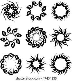 Tribal Tattoo Set Sun Flame Designs Stock Vector (Royalty Free ...