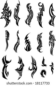 Ilustración vectorial del conjunto de tatuajes tribales