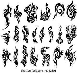 Tribal Tattoo Set Vector Illustration Stock Vector (Royalty Free ...