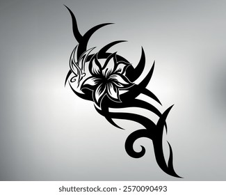 Tribal tattoo sketch floral pattern. vector drawing pattern with a beautiful flower. minimalistic drawing