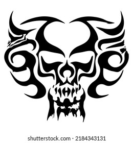 Tribal Tattoo Skull Death Design Stock Vector (Royalty Free) 2184343131 ...