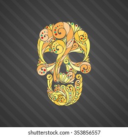 Tribal tattoo skull. Ornate patterned illustration. 