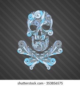 Tribal tattoo skull. Ornate patterned illustration. 