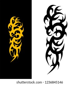 tribal tattoo sleeve pattern vector art design isolated, tribal tattoo vector templates art deco design, abstract  yellow element on white background