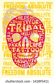 tribal tattoo slogan skull vector art