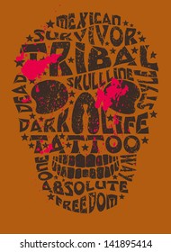 tribal tattoo slogan skull vector art