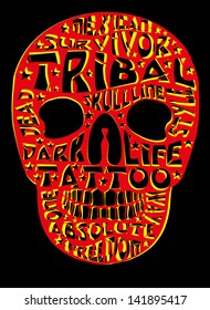 tribal tattoo slogan skull vector art