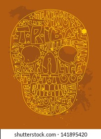 tribal tattoo slogan skull vector art