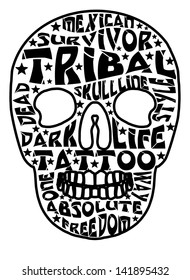 tribal tattoo slogan skull vector art