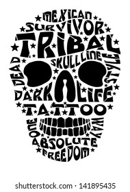 tribal tattoo slogan skull vector art