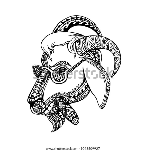 Tribal Tattoo Style Illustration Head Goat Stock Vector (Royalty Free ...