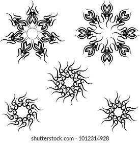 Tribal Tattoo Sun Design Vector Art Illustration