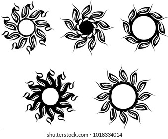 Tribal Tattoo Sun Design Vector Art Illustration