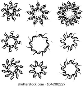 Ilustración de arte del vector de diseño de tatuaje tribal Sun