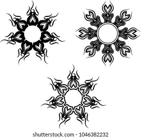 Tribal Tattoo Sun Design Vector Art Illustration