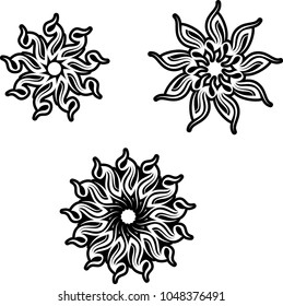 Ilustración de arte del vector de diseño de tatuaje tribal Sun