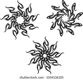 Ilustración de arte del vector de diseño de tatuaje tribal Sun