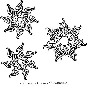 Tribal Tattoo Sun Design Vector Art Illustration